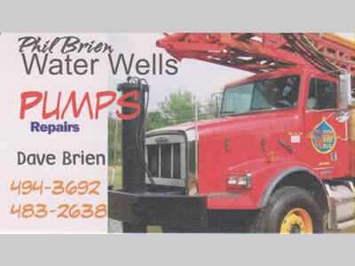 Phil Brien Water Wells business card